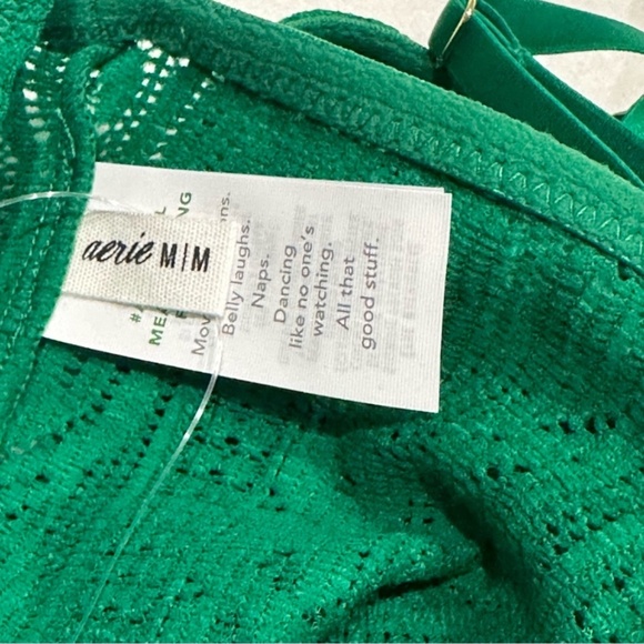 Aerie Green Alpine Cable Lace Longline Bralette Size Medium New with Tag - Picture 10 of 11